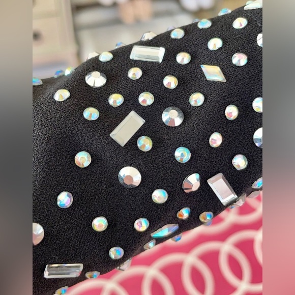 Windsor Black Rhinestones Deep V-Neck Sheer Mesh Side Cut Outs Blazer Mini Dress - Picture 12 of 15